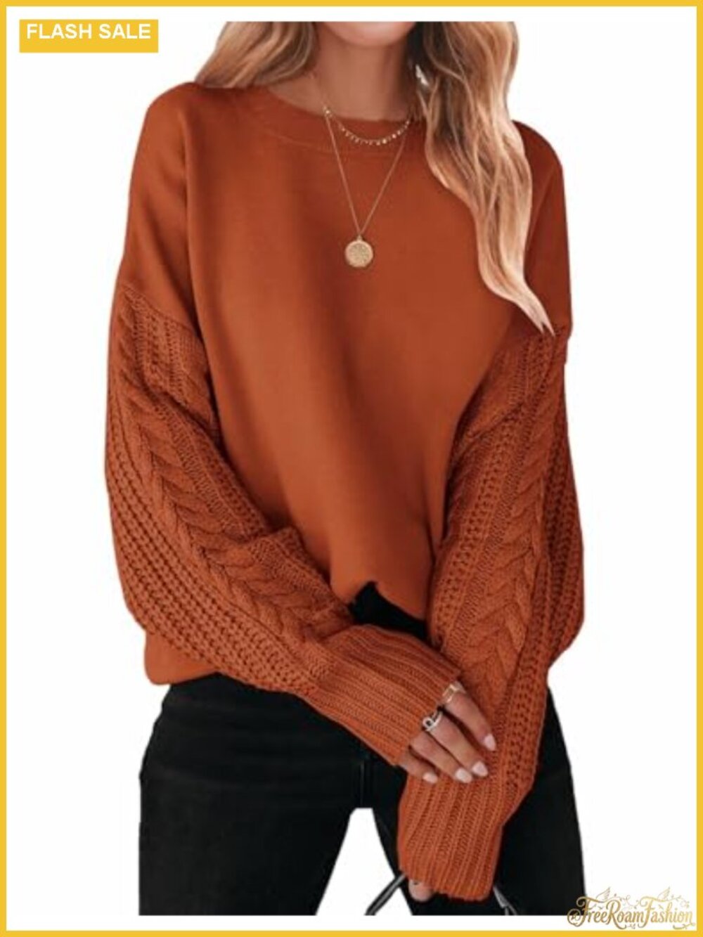 Cable Knit Oversized Sweater Women Pullover Tunic Top